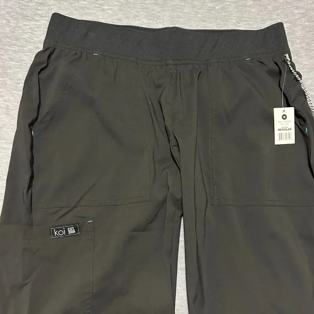 Koi Basics Caroline Womens 5-Pocket Stretch Scrub Pants Size M Black Lightweight - Picture 7 of 16